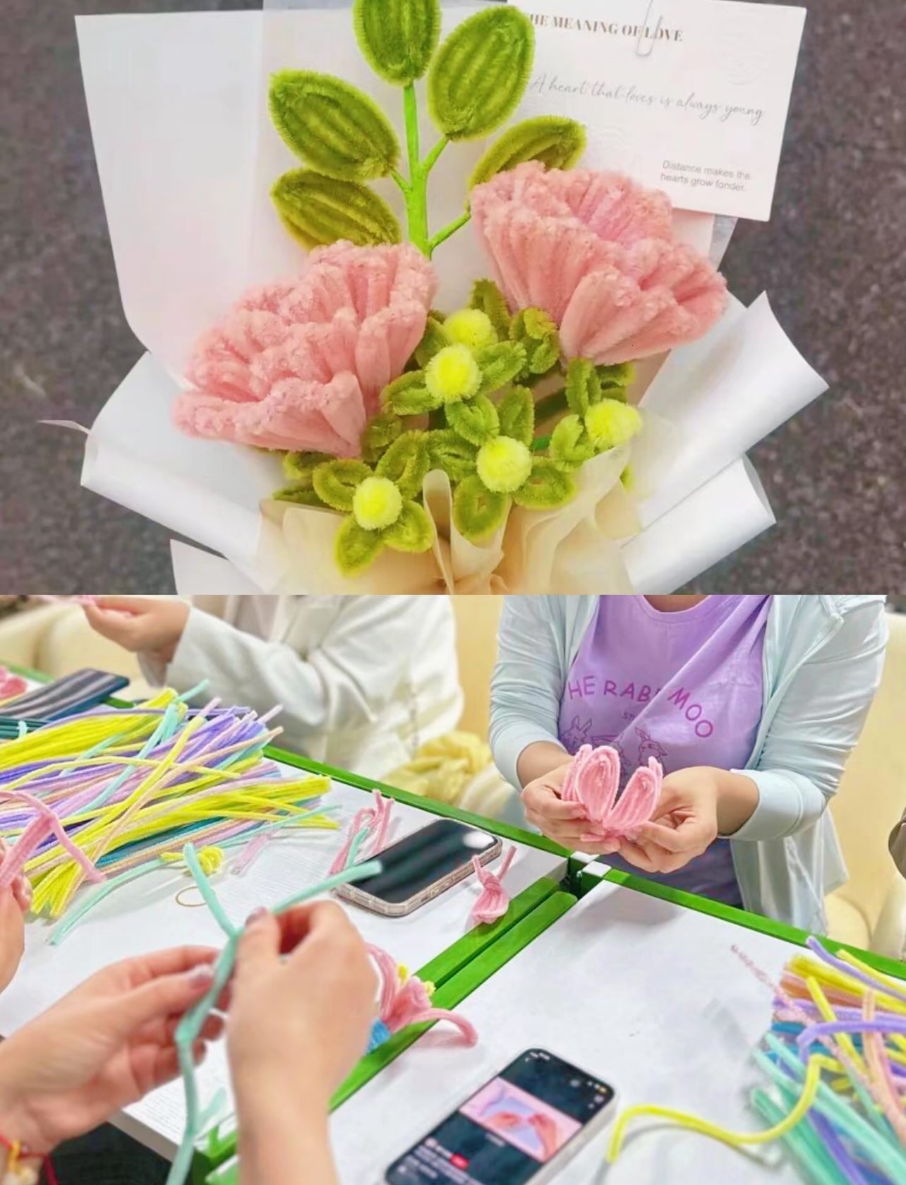 Twisted Chenille Stick Flower Bouquet Workshop